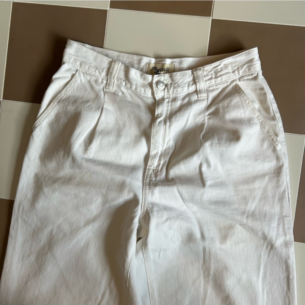 Madewell High Waist White Wide Leg Crop Jeans Size 27T - Picture 2 of 9